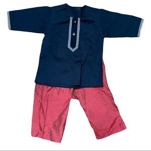 Black red baby boy handmade salwar kameez matching tunic outfit